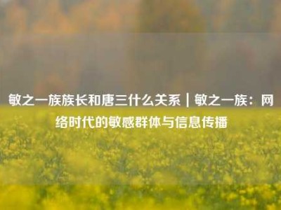 敏之一族族长和唐三什么关系｜敏之一族：网络时代的敏感群体与信息传播
