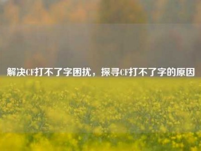 解决CF打不了字困扰，探寻CF打不了字的原因