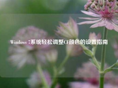 Windows 7系统轻松调整CF颜色的设置指南