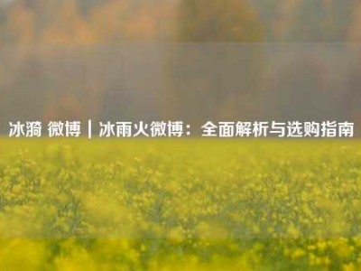 冰漪 微博｜冰雨火微博：全面解析与选购指南