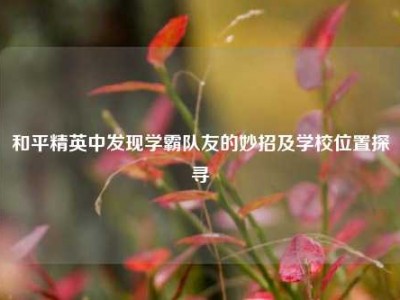 和平精英中发现学霸队友的妙招及学校位置探寻