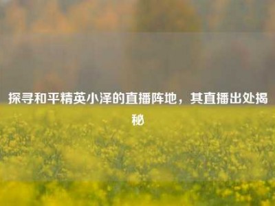 探寻和平精英小泽的直播阵地，其直播出处揭秘