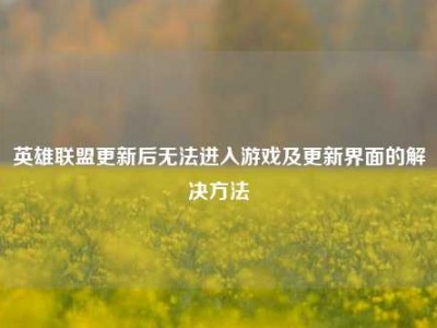 英雄联盟更新后无法进入游戏及更新界面的解决方法