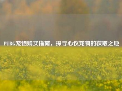 PUBG宠物购买指南，探寻心仪宠物的获取之地