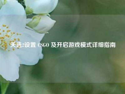 天选2设置 CSGO 及开启游戏模式详细指南