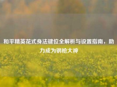 和平精英花式身法键位全解析与设置指南，助力成为钢枪大神