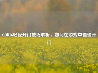 COD16轻轻开门技巧解析，如何在游戏中慢慢开门