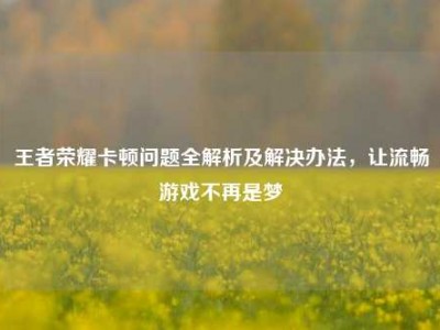 王者荣耀卡顿问题全解析及解决办法，让流畅游戏不再是梦