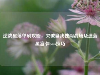 逆战星落单刷攻略，突破自我独闯战场及遗落星宫卡boss技巧