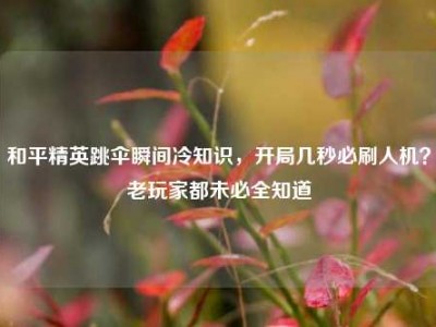 和平精英跳伞瞬间冷知识，开局几秒必刷人机？老玩家都未必全知道