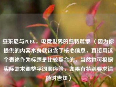 安东尼与PUBG，电竞世界的独特篇章 （因为你提供的内容本身就包含了核心信息，直接用这个表述作为标题是比较契合的，当然也可根据实际需求调整字词顺序等，如果有特别要求请随时告知）