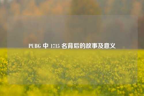 PUBG 中 1715 名背后的故事及意义