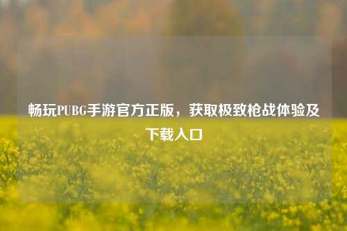 畅玩PUBG手游官方正版，获取极致枪战体验及下载入口