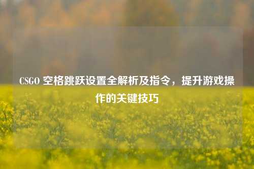 CSGO 空格跳跃设置全解析及指令，提升游戏操作的关键技巧