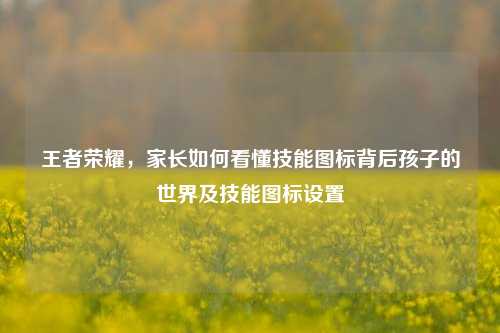 王者荣耀,家长如何看懂技能图标背后孩子的世界及技能图标设置