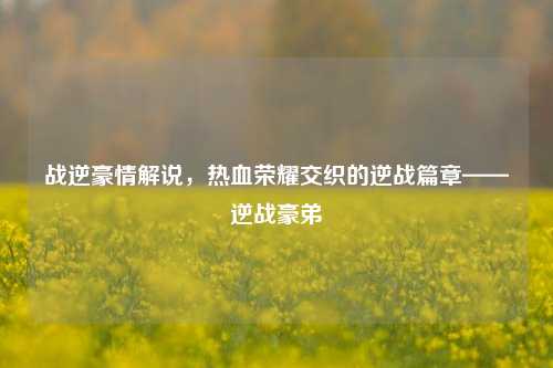 战逆豪情解说，热血荣耀交织的逆战篇章——逆战豪弟