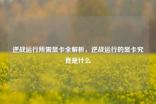 逆战运行所需显卡全解析，逆战运行的显卡究竟是什么