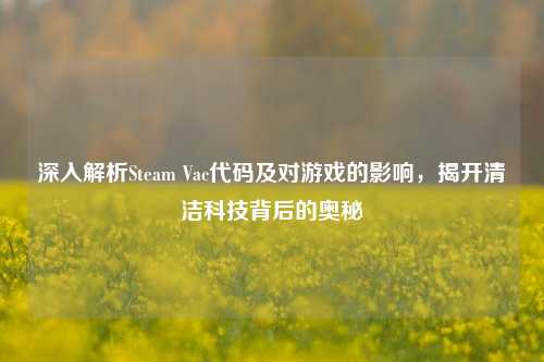 深入解析Steam Vac代码及对游戏的影响,揭开清洁科技背后的奥秘