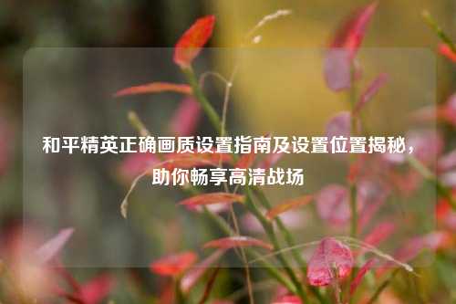 和平精英正确画质设置指南及设置位置揭秘,助你畅享高清战场