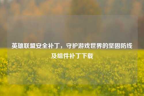 英雄联盟安全补丁，守护游戏世界的坚固防线及组件补丁下载