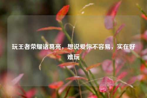 玩王者荣耀诸葛亮,想说爱你不容易,实在好难玩