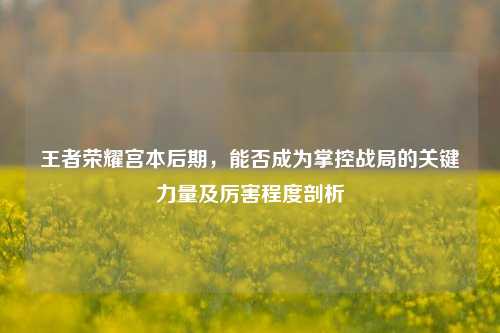 王者荣耀宫本后期,能否成为掌控战局的关键力量及厉害程度剖析