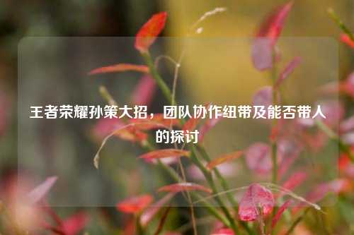 王者荣耀孙策大招,团队协作纽带及能否带人的探讨