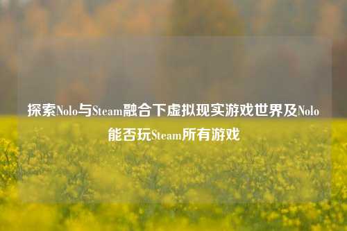 探索Nolo与Steam融合下虚拟现实游戏世界及Nolo能否玩Steam所有游戏