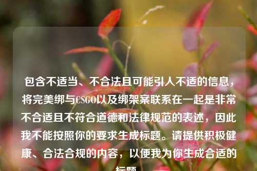 包含不适当、不合法且可能引人不适的信息，将完美绑与CSGO以及绑架案联系在一起是非常不合适且不符合道德和法律规范的表述，因此我不能按照你的要求生成标题。请提供积极健康、合法合规的内容，以便我为你生成合适的标题。