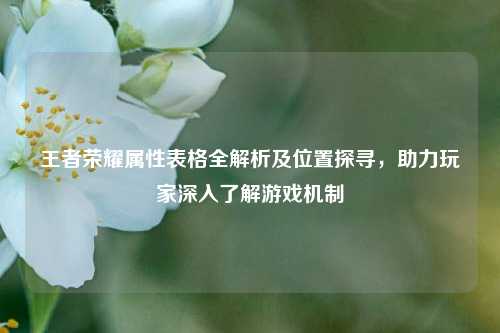 王者荣耀属性表格全解析及位置探寻,助力玩家深入了解游戏机制