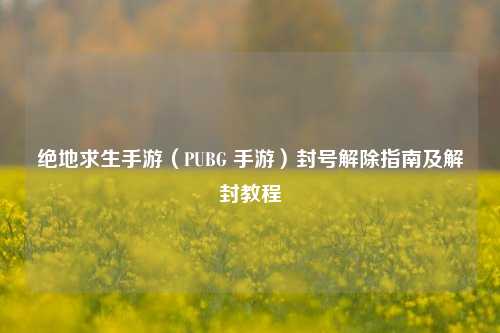 绝地求生手游（PUBG 手游）封号解除指南及解封教程