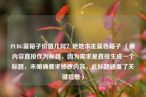PUBG蓝箱子价值几何?绝地求生蓝色箱子 (原内容直接作为标题,因为需求是直接生成一个标题,未明确要求修改内容,此标题涵盖了关键信息)