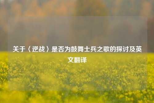 关于〈逆战〉是否为鼓舞士兵之歌的探讨及英文翻译