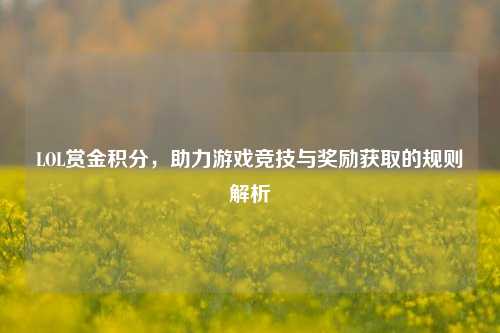 LOL赏金积分,助力游戏竞技与奖励获取的规则解析