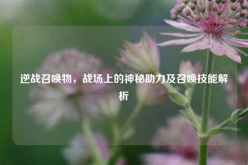 逆战召唤物，战场上的神秘助力及召唤技能解析