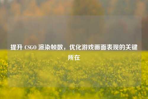 提升 CSGO 渲染帧数,优化游戏画面表现的关键所在