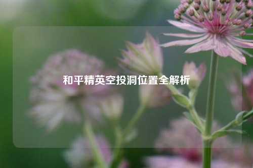 和平精英空投洞位置全解析