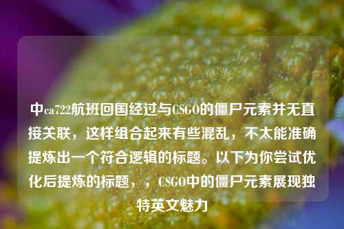 中ca722航班回国经过与CSGO的僵尸元素并无直接关联,这样组合起来有些混乱,不太能准确提炼出一个符合逻辑的标题。以下为你尝试优化后提炼的标题,,CSGO中的僵尸元素展现独特英文魅力