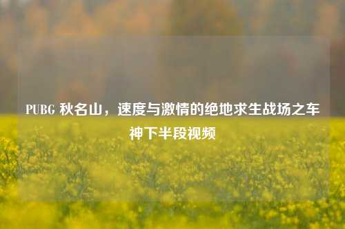 PUBG 秋名山,速度与激情的绝地求生战场之车神下半段视频