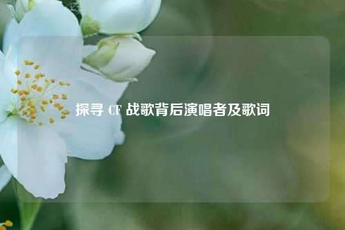 探寻 CF 战歌背后演唱者及歌词