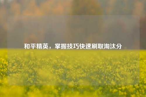 和平精英,掌握技巧快速刷取淘汰分