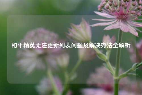 和平精英无法更新列表问题及解决办法全解析
