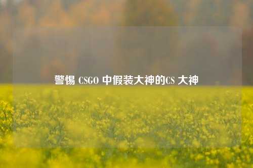 警惕 CSGO 中假装大神的CS 大神