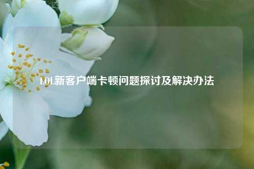 LOL新客户端卡顿问题探讨及解决办法