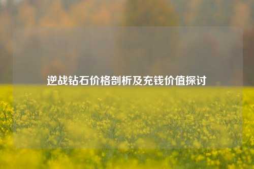 逆战钻石价格剖析及充钱价值探讨