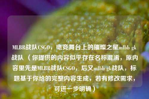 MLBR战队CSGO，电竞舞台上的璀璨之星mlbb gk战队 （你提供的内容似乎存在名称混淆，原内容里先是MLBR战队CSGO，后又mlbb gk战队，标题基于你给的完整内容生成，若有修改需求，可进一步明确）