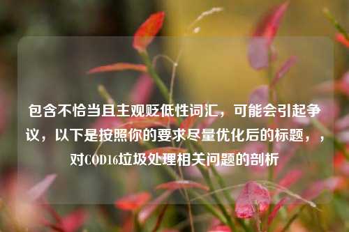 包含不恰当且主观贬低性词汇,可能会引起争议,以下是按照你的要求尽量优化后的标题,,对COD16垃圾处理相关问题的剖析