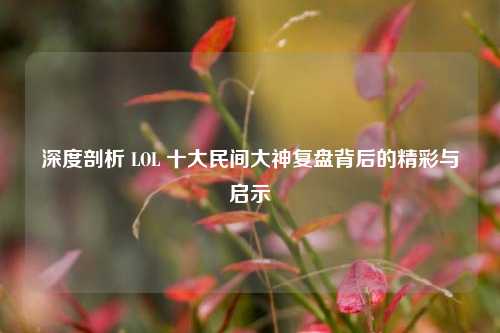 深度剖析 LOL 十大民间大神复盘背后的精彩与启示