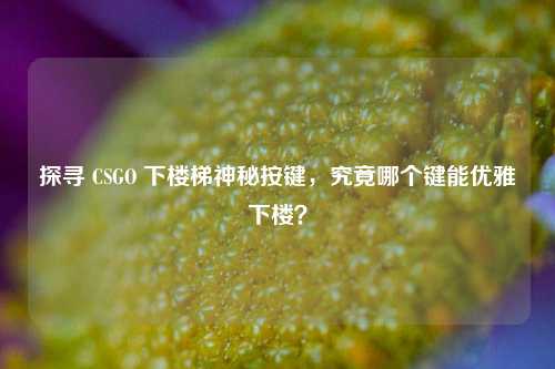 探寻 CSGO 下楼梯神秘按键，究竟哪个键能优雅下楼？