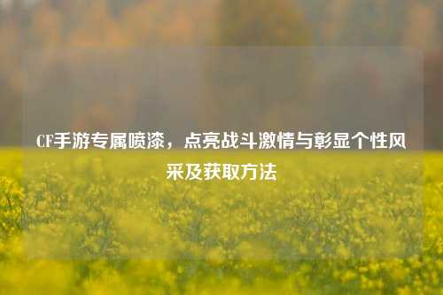 CF手游专属喷漆,点亮战斗激情与彰显个性风采及获取方法